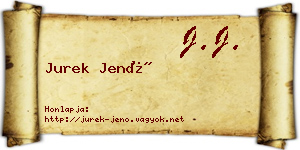 Jurek Jenő névjegykártya